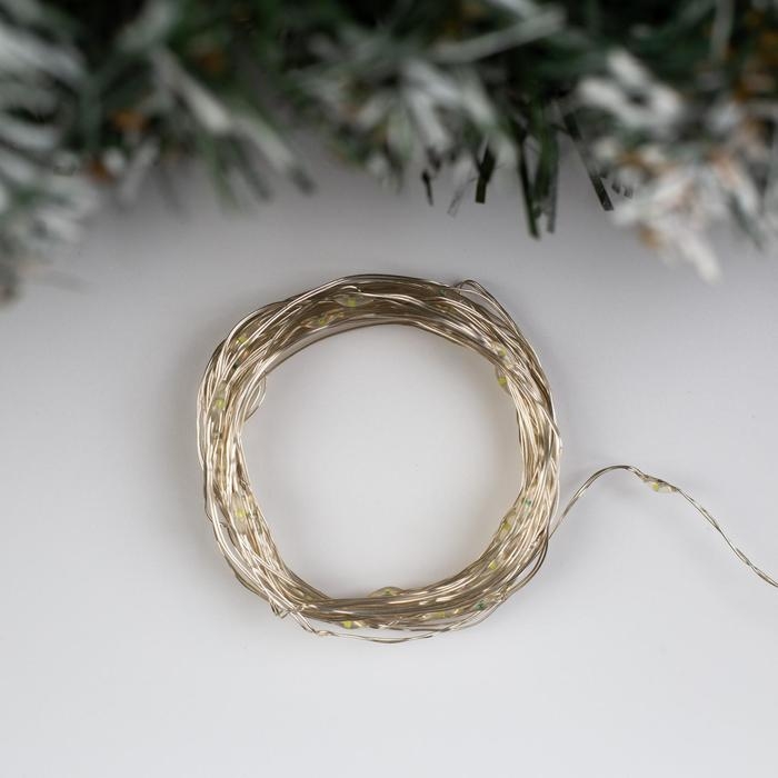 Гирлянда «Нить» 5 м роса, IP20, серебристая нить, 50 LED, 2 режима, батарейки AAх3 (не в комплекте), свечение белое Гирлянда «Нить» 5 м роса, IP20, серебристая нить, 50 LED, 2 режима, батарейки AAх3 (не в комплекте), свечение белое