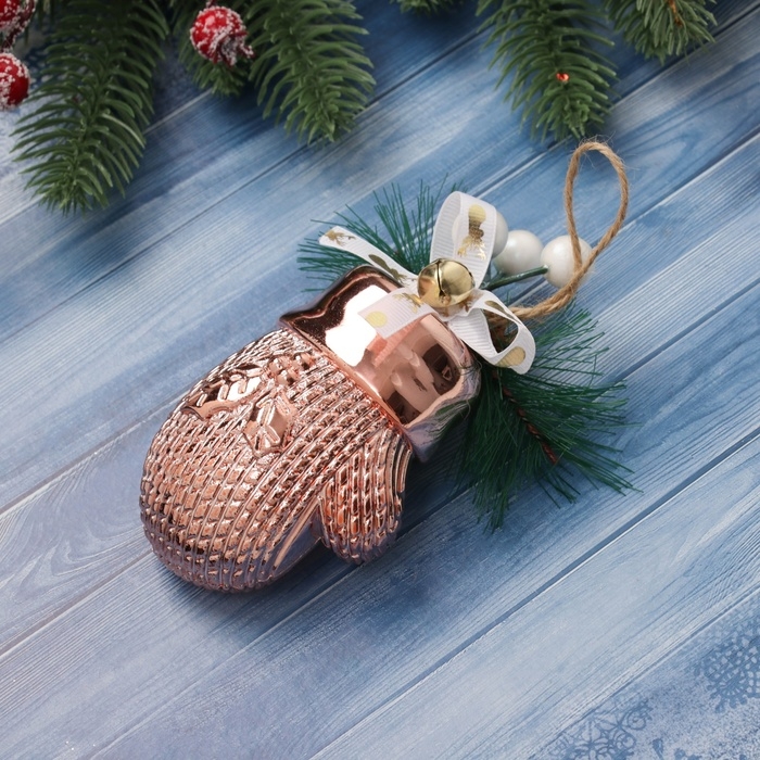 Украшение ёлочное Украшение ёлочное "Руковичка с ягодками" 12х6,5 см, розовый