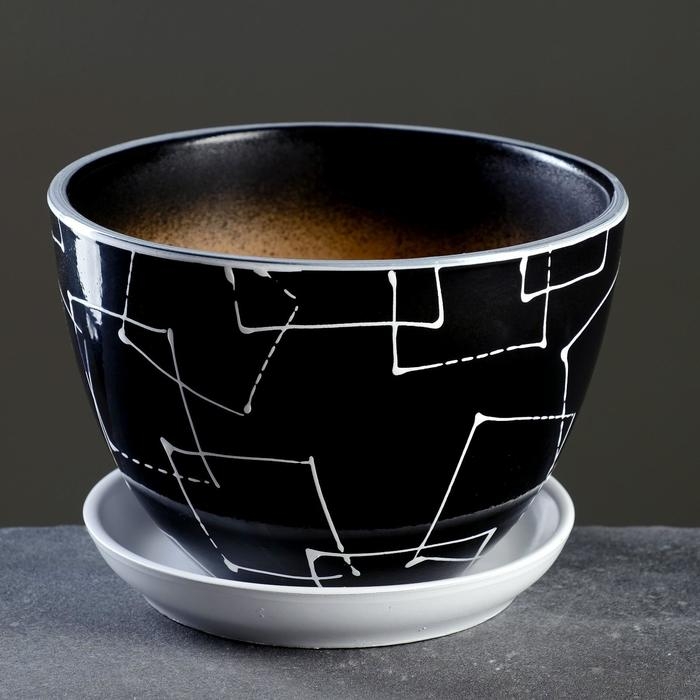 Горшок цветочный Иллюзия черная 1,65 л Горшок цветочный Иллюзия черная 1,65 л