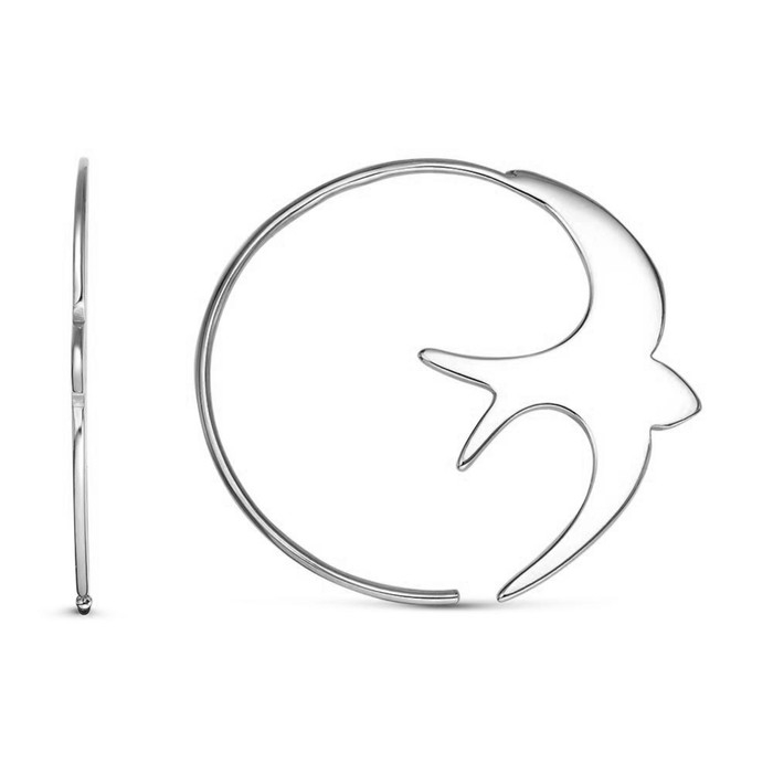 Серьги-кольца «Ласточки», d=3,2 см, платинирование Серьги-кольца «Ласточки», d=3,2 см, платинирование