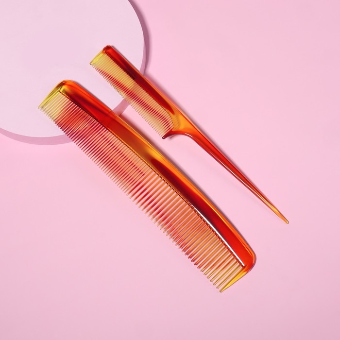 Набор расчёсок, 2 предмета, цвет «янтарный» Набор расчёсок, 2 предмета, цвет «янтарный»