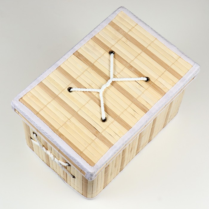 Короб складной для хранения, 28х38 см Н 23 см, бамбук, подкладка, ткань, микс Короб складной для хранения, 28х38 см Н 23 см, бамбук, подкладка, ткань, микс