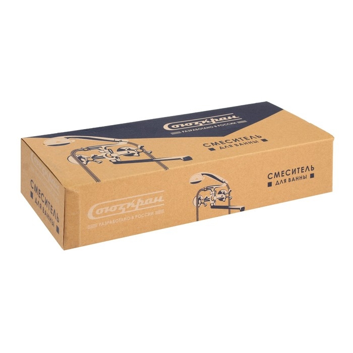 Смеситель для ванны  Смеситель для ванны "СоюзКран" 566-236, двухвентильный, душевой набор, излив 35см, цинк,хром