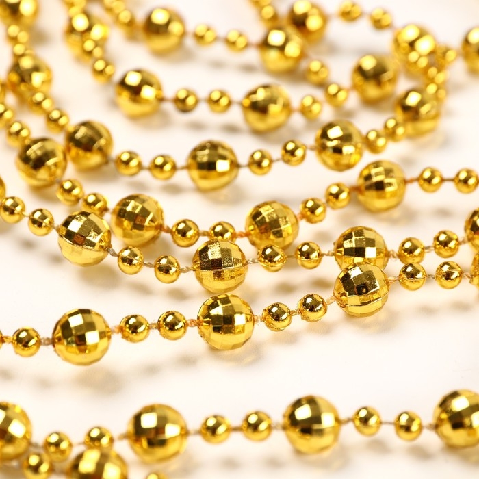 Бусы на ёлку новогодние, на Новый год, 0,8х0,8х300 см., цвет золотой Бусы на ёлку новогодние, на Новый год, 0,8х0,8х300 см., цвет золотой