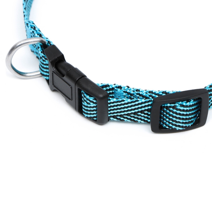 Ошейник Ошейник "Вязанка", ОШ до 37 см, ширина 1,5 см, голубой