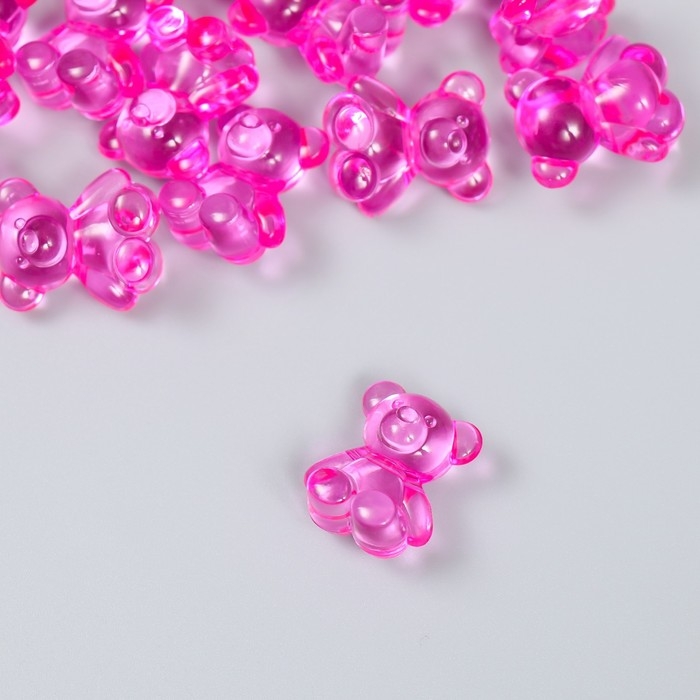 Декор для творчества пластик Декор для творчества пластик "Медвежонок" ярко-розовый набор 25 шт 1,8х1,5х1 см