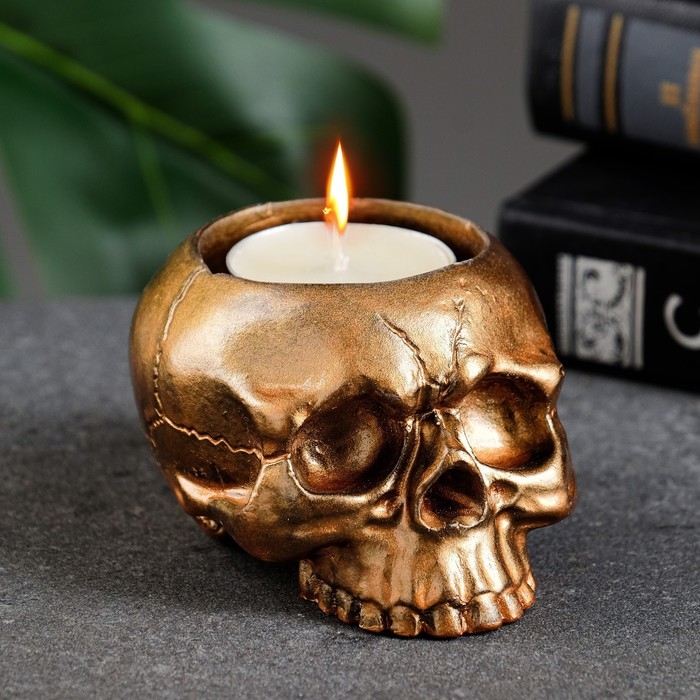 Подсвечник  Подсвечник "Череп" бронза, 9х7х5см