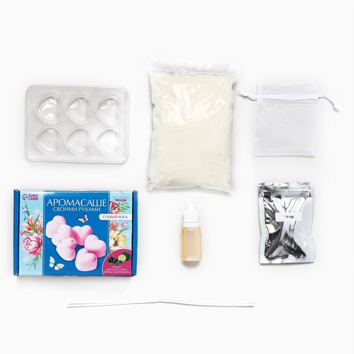 Аромасаше своими руками. Набор для создания ароматической фигурки из соевого воска «Розовые сердечки» Аромасаше своими руками. Набор для создания ароматической фигурки из соевого воска «Розовые сердечки»