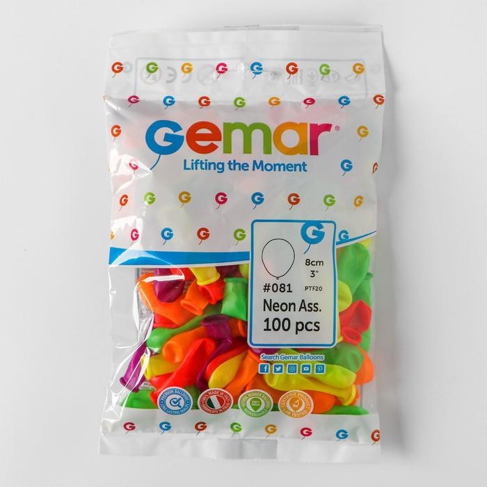 Шар латексный 3" &laquo;Неон&raquo;, набор 100 шт., виды МИКС
