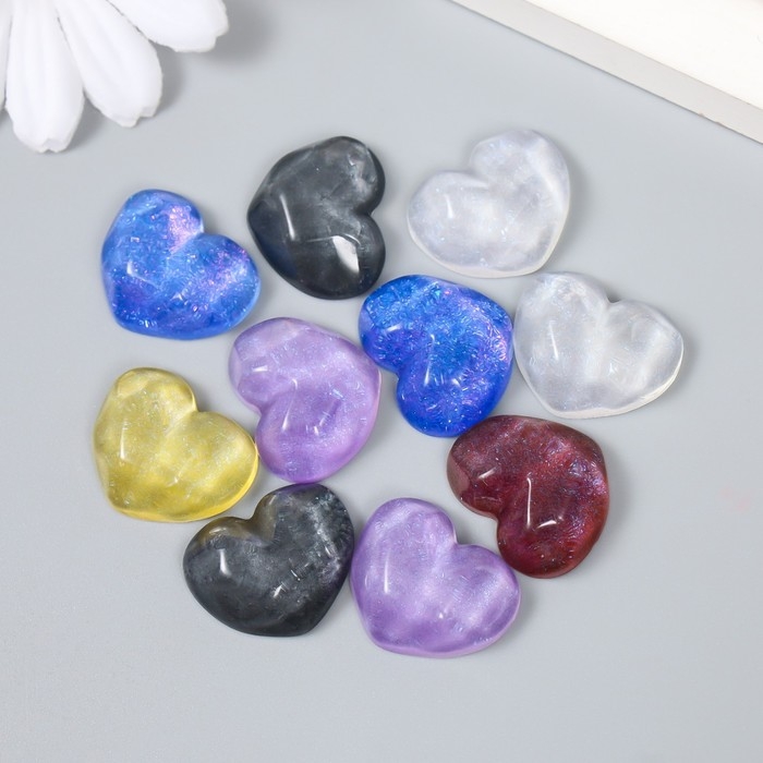 Декор для творчества пластик Декор для творчества пластик "Сердце с гранями" блеск набор 10 шт МИКС 2,1х1,7х0,7 см