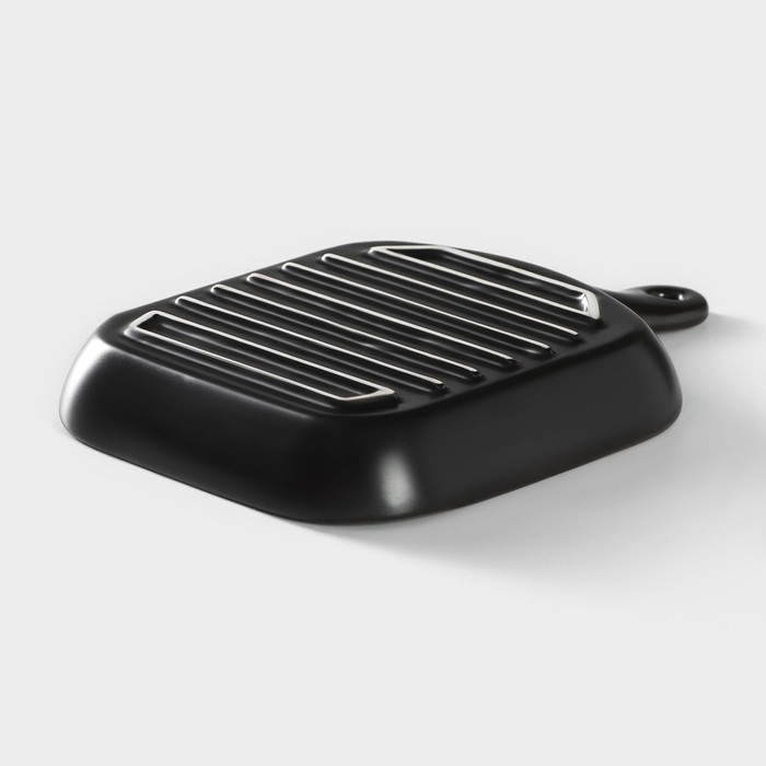 Блюдо из жаропрочной керамики для подачи Magistro «Сковорода-гриль», 23×16×3 см, цвет чёрный Блюдо из жаропрочной керамики для подачи Magistro «Сковорода-гриль», 23×16×3 см, цвет чёрный
