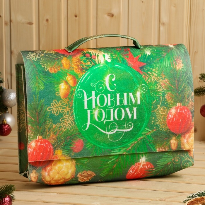 Банный набор в портфеле  Банный набор в портфеле "С новым годом", зеленый