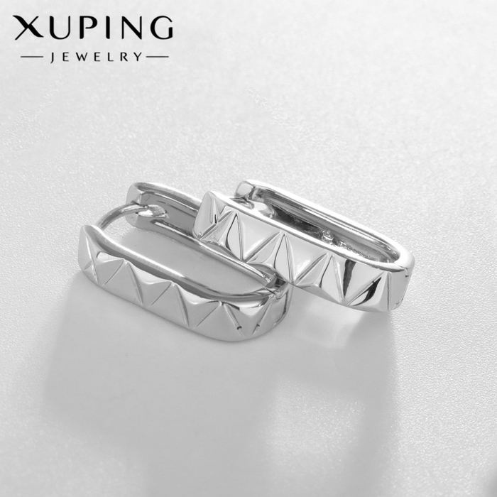 Серьги металл XUPING овал с орнаментом, цвет серебро Серьги металл XUPING овал с орнаментом, цвет серебро