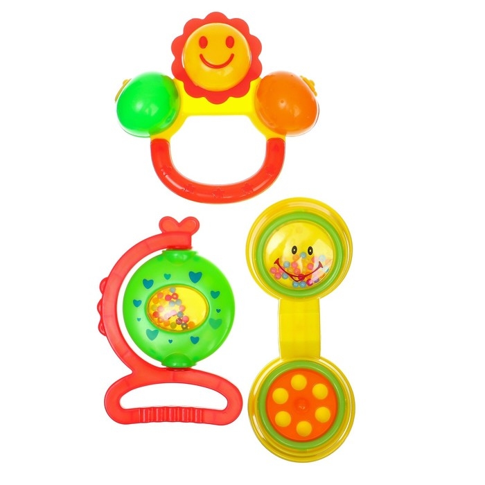 Набор погремушек «Маленькие радости», 3 шт, цвет МИКС, Крошка Набор погремушек «Маленькие радости», 3 шт, цвет МИКС, Крошка