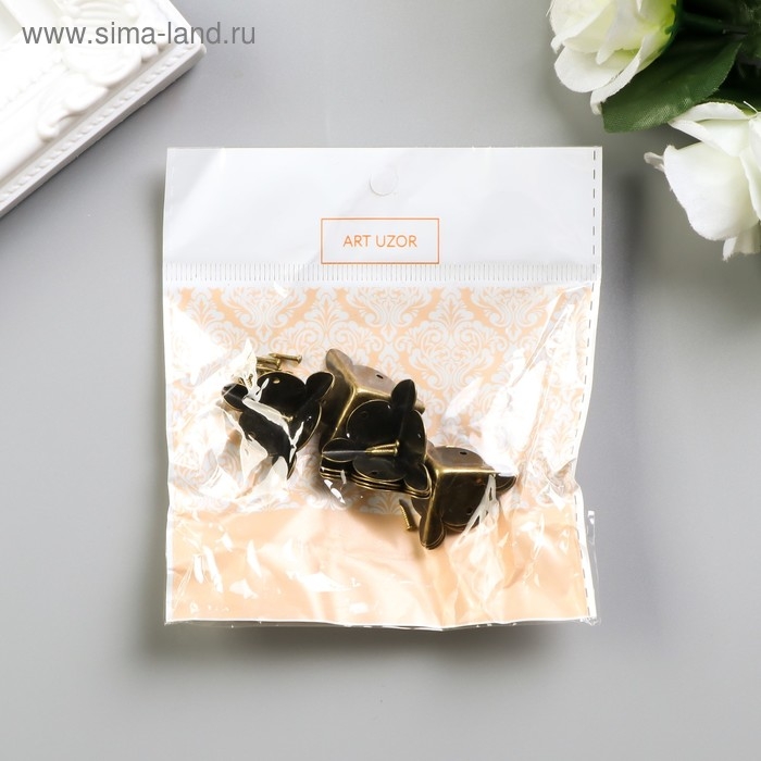 Уголок металл Уголок металл "Треугольник" набор 10 шт+гвозд. бронза 1,8х1,8 см