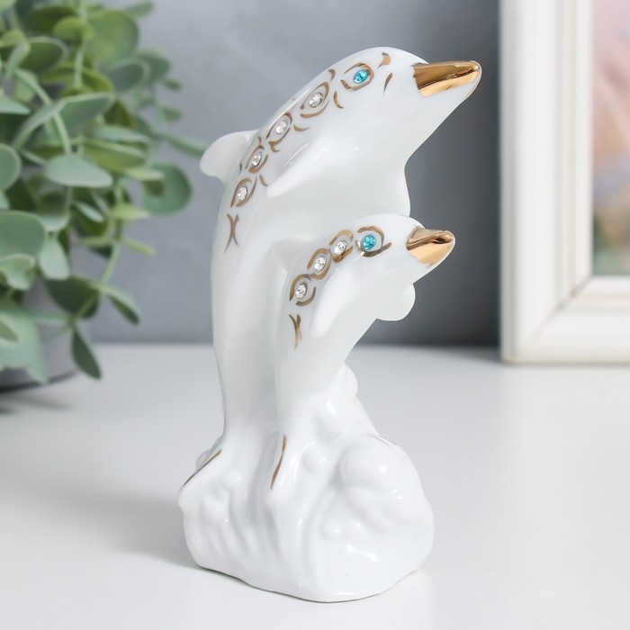 Сувенир керамика Сувенир керамика "Два белых дельфина на волне" стразы 12 см