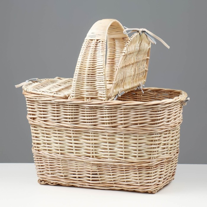 Корзина «Пикник», с крышкой, №1, дно:16х31 см, верх:40х28 см, H=25/45 см, ива Корзина «Пикник», с крышкой, №1, дно:16х31 см, верх:40х28 см, H=25/45 см, ива