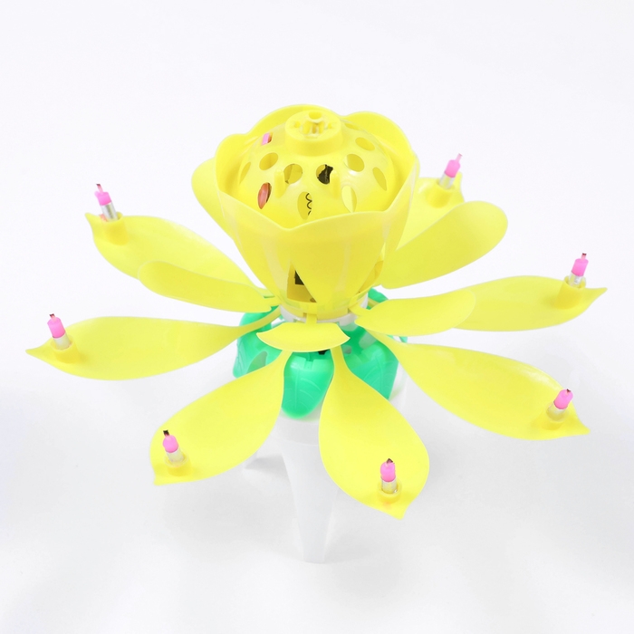 Свеча для торта музыкальная  Свеча для торта музыкальная "Тюльпан", крутящаяся, жёлтая, 14,5×6 см