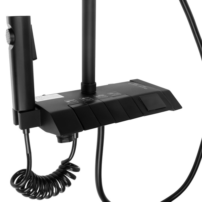 Душевая система ZEIN Z3897, верхняя и ручкая лейка, ПВХ шланг, экран температуры, черная Душевая система ZEIN Z3897, верхняя и ручкая лейка, ПВХ шланг, экран температуры, черная