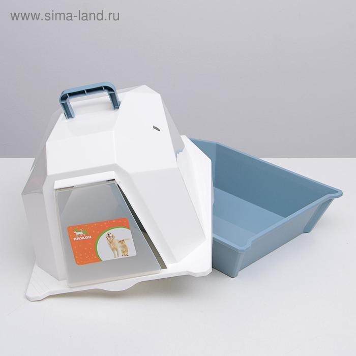 Туалет для кошек фигурный закрытый с совком, 54 х 37 х 40 см, бело-серый Туалет для кошек фигурный закрытый с совком, 54 х 37 х 40 см, бело-серый