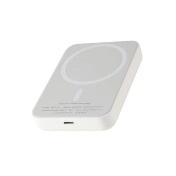 Внешний аккумулятор Barn&Hollis, 5000 мАч, 5В, Type-С, беспроводная зарядка, MagSafe, белый Внешний аккумулятор Barn&Hollis, 5000 мАч, 5В, Type-С, беспроводная зарядка, MagSafe, белый