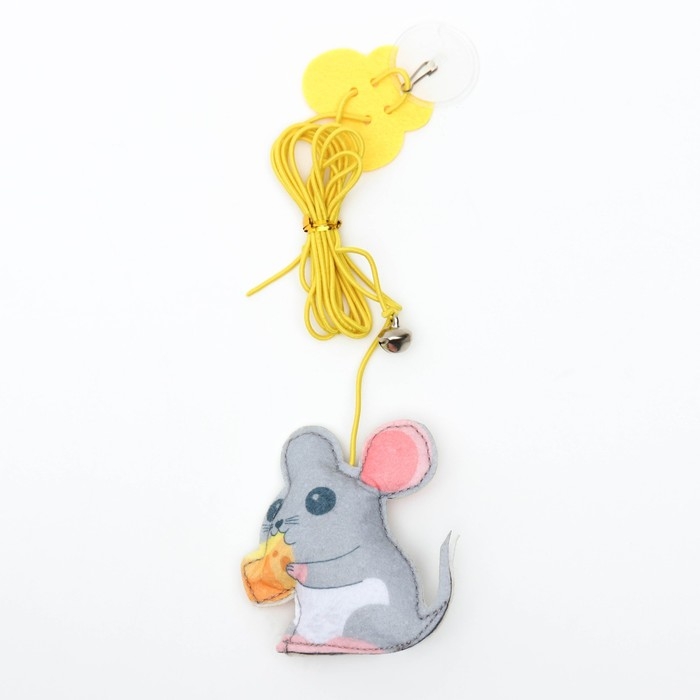 Дразнилка для кошек на креплении с бубенчиком  Дразнилка для кошек на креплении с бубенчиком "Мышка" с кошачьей мятой