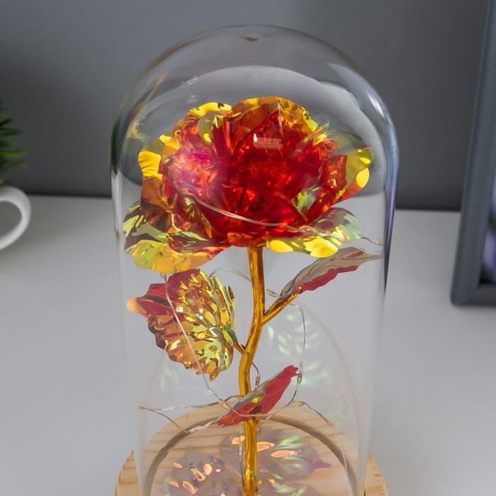 Ночник колба Ночник колба "Красный цветок" LED от батареек 3хААА 11х11х21,5 см RISALUX