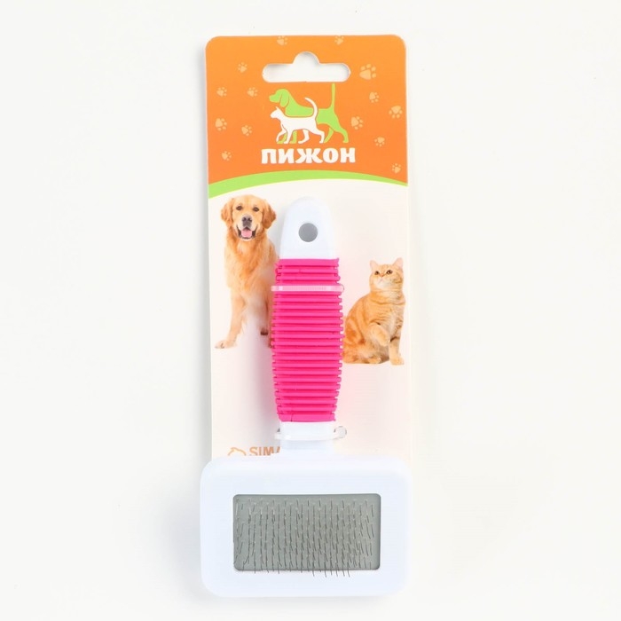 Пуходерка  Пуходерка "Риф" без капель с резиновой ручкой 7 х 14 см, розово-белая