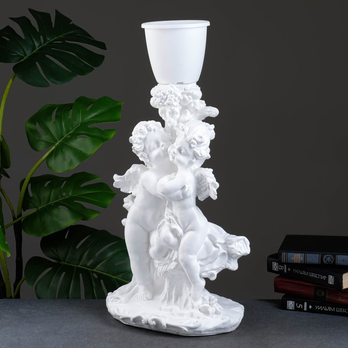 Фигурное кашпо Фигурное кашпо "Пара ангелов" белые 1,2 л / 32х62х24см