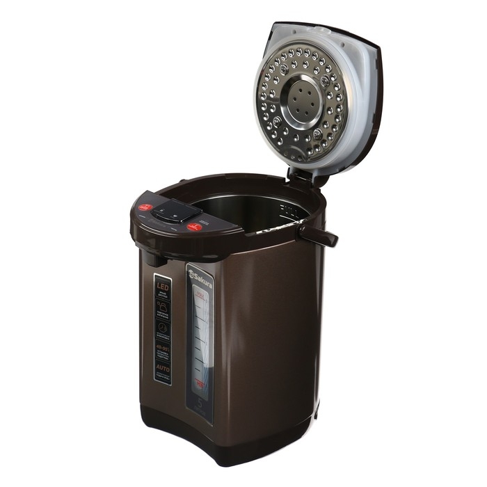 Термопот Sakura SA-1365BR, 1200 Вт, 6 л, регулировка t, LED-дисплей, коричневый Термопот Sakura SA-1365BR, 1200 Вт, 6 л, регулировка t, LED-дисплей, коричневый