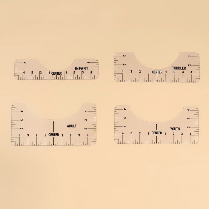 Набор линеек для раскроя горловины, 4 шт, 25,4 × 6,35/8,9/11,5/12,7 см, цвет прозрачный Набор линеек для раскроя горловины, 4 шт, 25,4 × 6,35/8,9/11,5/12,7 см, цвет прозрачный