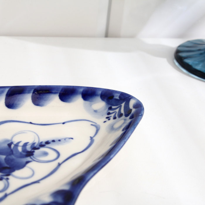 Селедочница  Селедочница "Рыбка", гжель, фарфор, 24х14 см