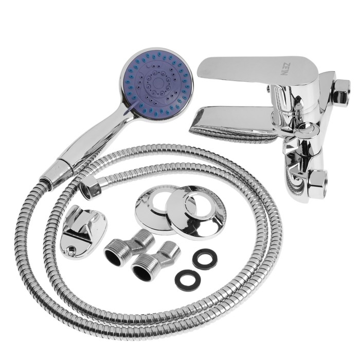 Смеситель для ванны ZEIN Z3854, однорычажный, душевой набор, лейка 5 режимов, хром Смеситель для ванны ZEIN Z3854, однорычажный, душевой набор, лейка 5 режимов, хром