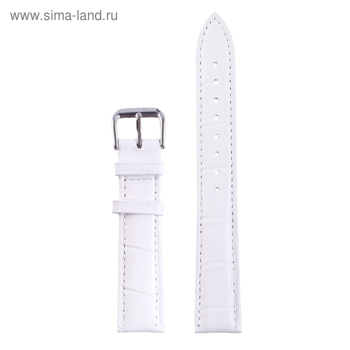 Ремешок для часов кожаный "Соломон" 18 мм, l-20 см, белый