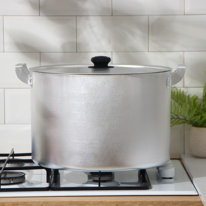 Кастрюля алюминиевая, 20 л, металлическая крышка Кастрюля алюминиевая, 20 л, металлическая крышка