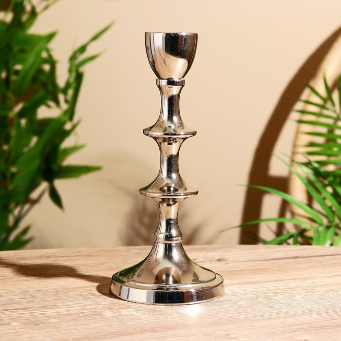 Подсвечник алюминий Подсвечник алюминий "Кольца" на 1 свечу 9х9х19,5 см