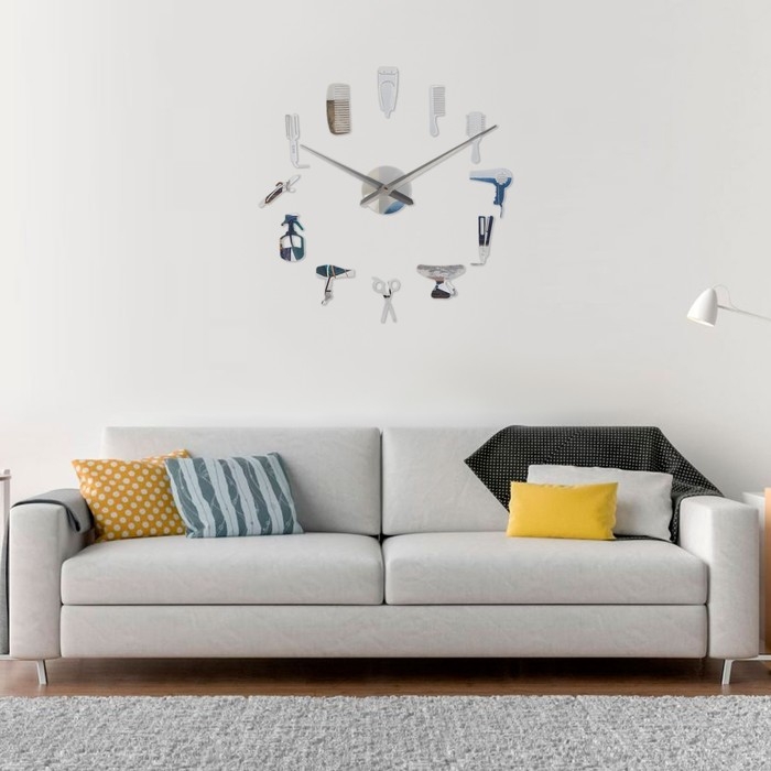 Часы настенные интерьерные, 3d  Часы настенные интерьерные, 3d "Салон красоты", наклейка, большие, d-120 см