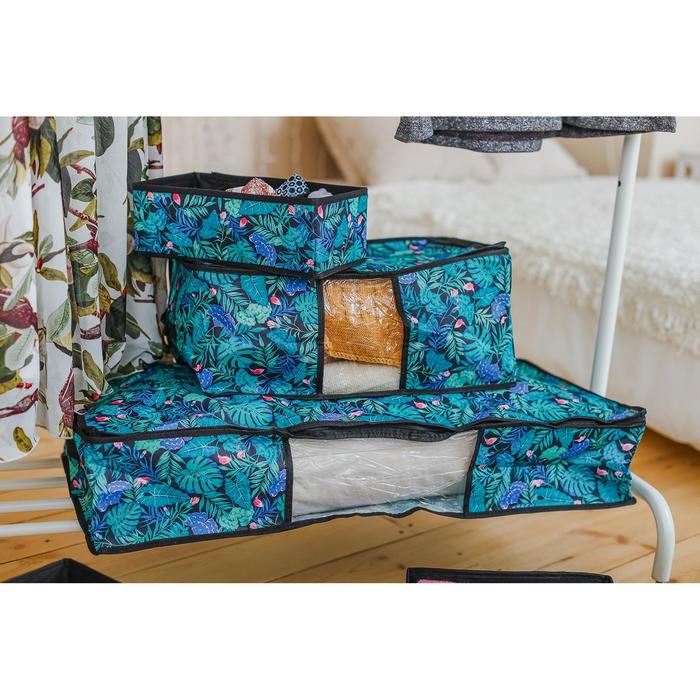 Кофр для хранения вещей «Тропики», 80×45×15 см, цвет синий Кофр для хранения вещей «Тропики», 80×45×15 см, цвет синий