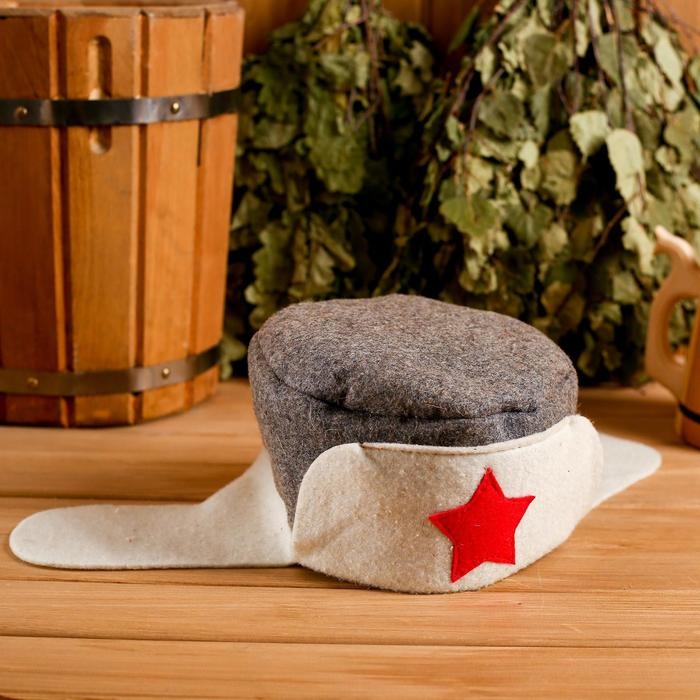 Шапка для бани  Шапка для бани "Ушанка" войлок, комбинированная