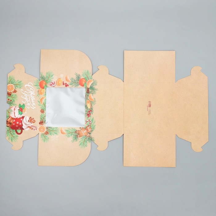 Коробка для капкейков складная с двусторонним нанесением «С Новым годом!», 16 х 16 х 10 см, Новый год Коробка для капкейков складная с двусторонним нанесением «С Новым годом!», 16 х 16 х 10 см, Новый год