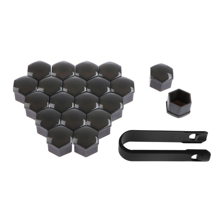 Защитный колпачок колесной гайки, 17 мм, съемник, набор 20 шт, серый Защитный колпачок колесной гайки, 17 мм, съемник, набор 20 шт, серый