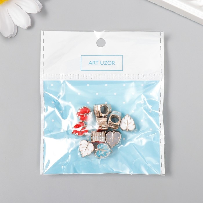 Бусины для творчества пластик Бусины для творчества пластик "Лист яркая серединка" МИКС набор 10 шт 1х1 см