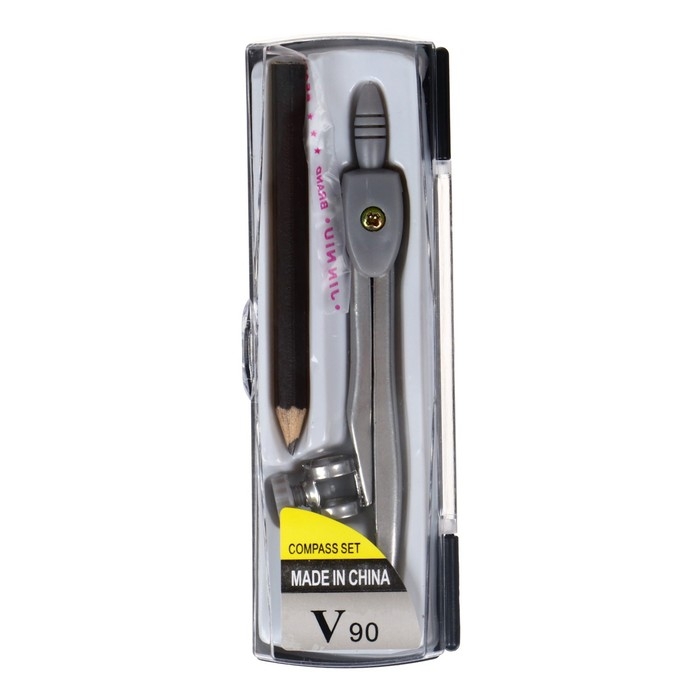 Циркуль металлический 125 мм, с карандашом, в пластиковом пенале (козья ножка), МИКС Циркуль металлический 125 мм, с карандашом, в пластиковом пенале (козья ножка), МИКС