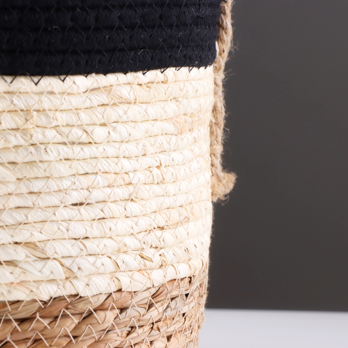 Корзина для хранения Корзина для хранения "Перу", с ручками, 26 х 22 х 21 см, натуральный, чёрный