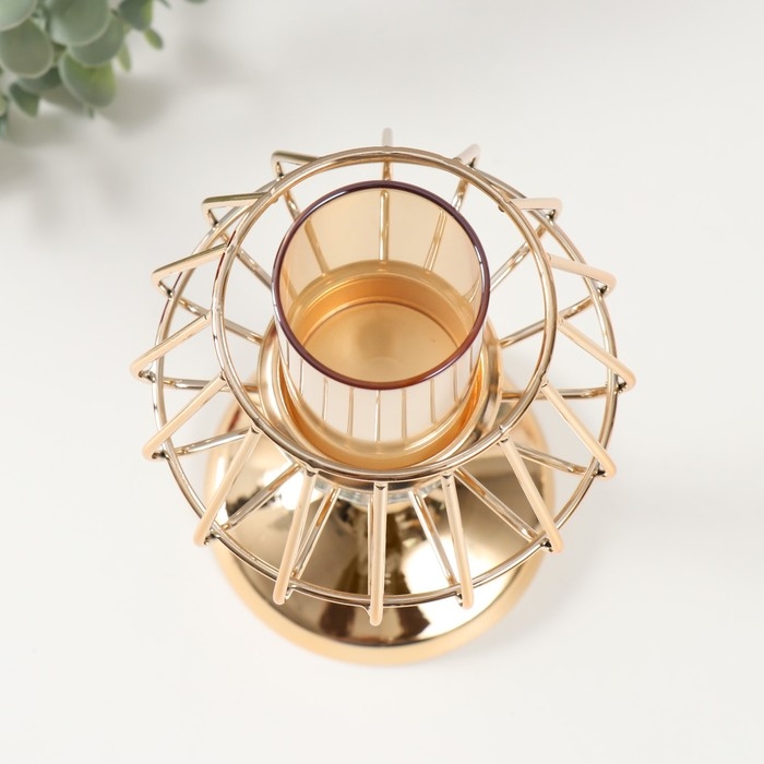 Подсвечник металл  Подсвечник металл "Флавия" золото d=4,5см 13х13х26 см