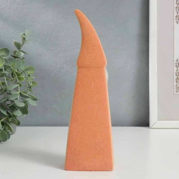 Сувенир керамика  Сувенир керамика "Бородатый гномик в высоком колпаке" оранжевый флок 22х4,7х6,8 см