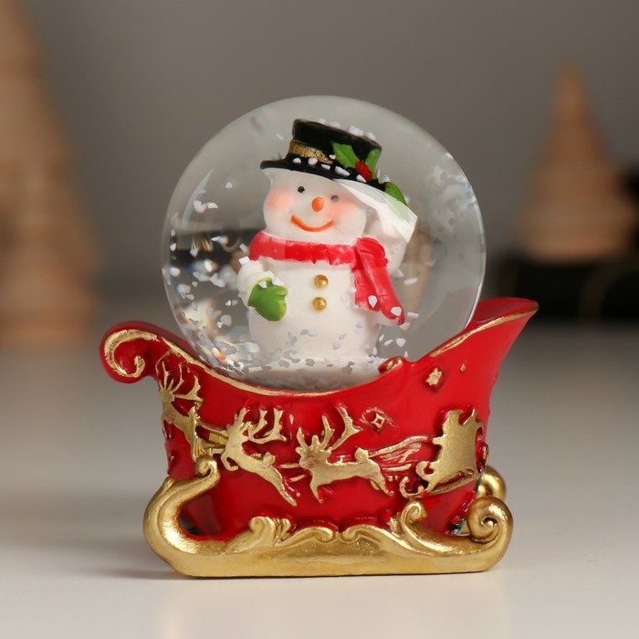 Сувенир полистоун водяной шар Сувенир полистоун водяной шар "Новогодний поезд и сани" набор 4 шт 24,7х4,5х6 см