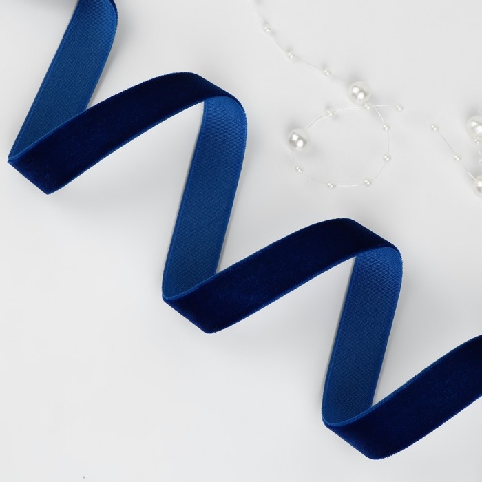 Лента бархатная, 15 мм, 18 ± 1 м, цвет синий №47