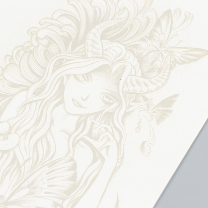 Татуировка на тело синяя Татуировка на тело синяя "Девушка с рожками" 18х11 см