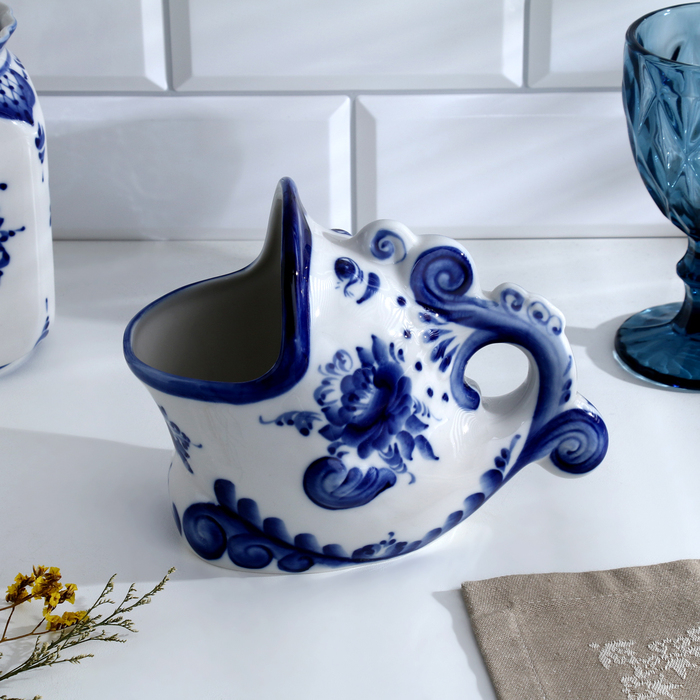 Подставка для ложек «Чудо-рыба», 10х16,5х13,5, гжель Подставка для ложек «Чудо-рыба», 10х16,5х13,5, гжель